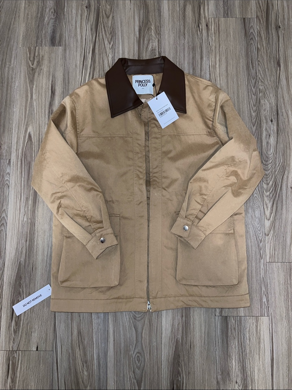 Princess Polly Tan Jacket with Dark Brown Collar